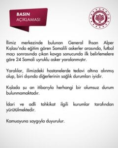 Isparta’da bulunan General İhsan Alper Kışlası’nda eğitim gören Somalili askerler