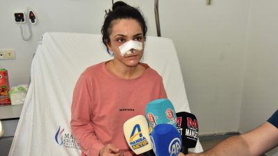Manisa'nın Turgutlu ilçesinde eşi tarafından darp edilerek burnu ısırılıp koparılan